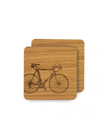 Dessous de verre (2 pièces) / gravure de vélo de course