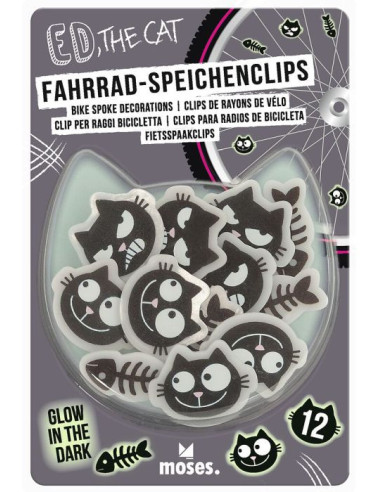 Ed, the Cat Fahrrad-Speichenclips Glow in the dark