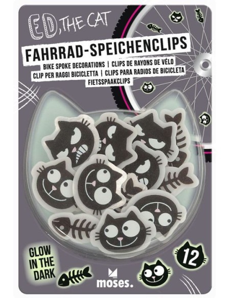 Ed, the Cat Fahrrad-Speichenclips Glow in the dark